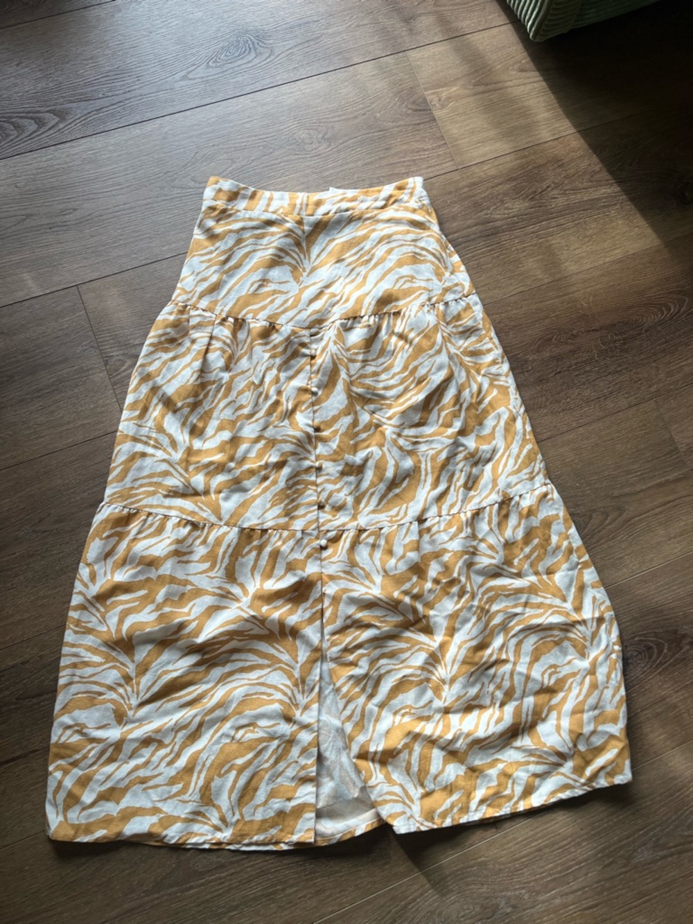 Tiered Maxi Skirt in Yellow Zebra Print